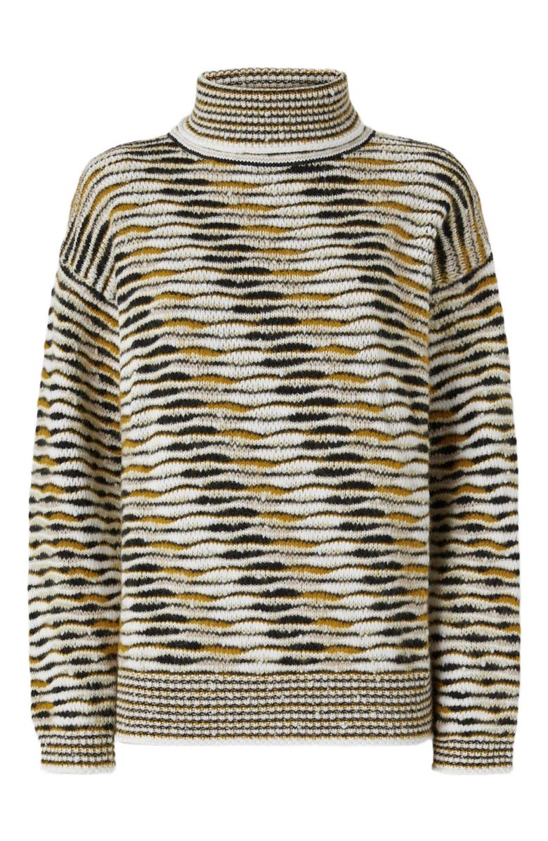 Missoni Oversized High-neck Sweater With Flame Pattern, Alternate, color, Yellow & Brown