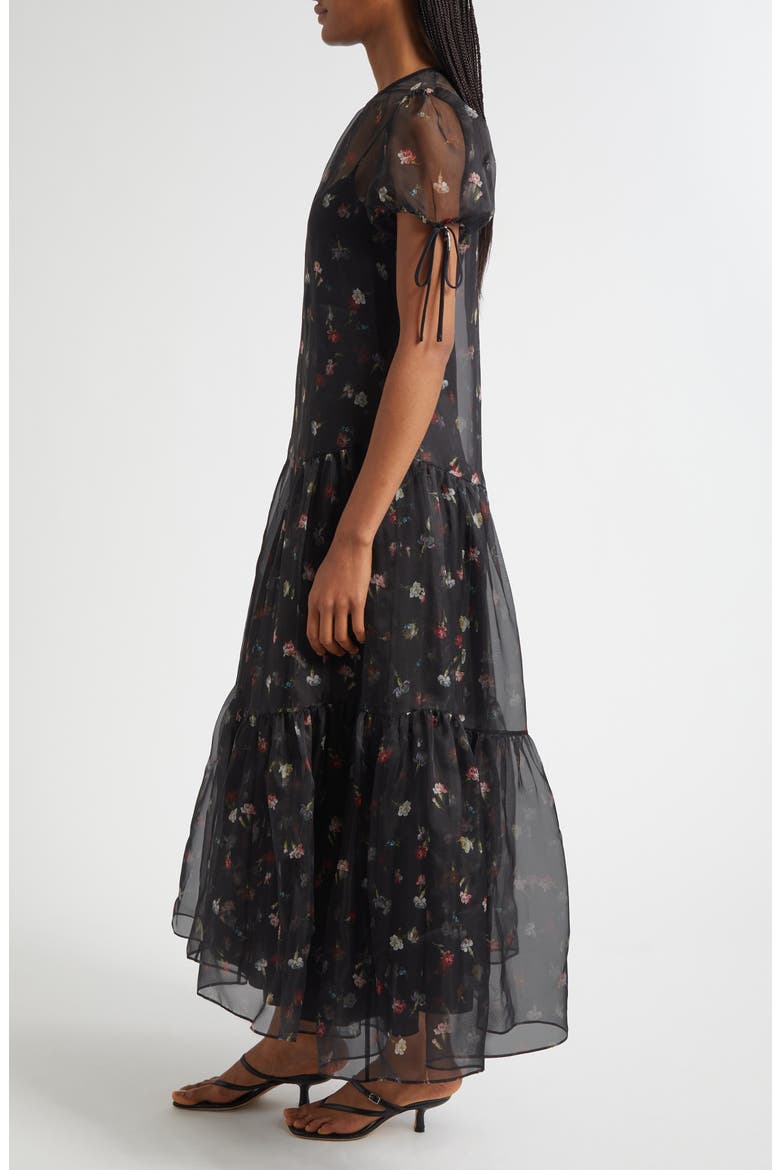 Kaida Tumbling Carnation Dress, Alternate, color, BLACK MULTI