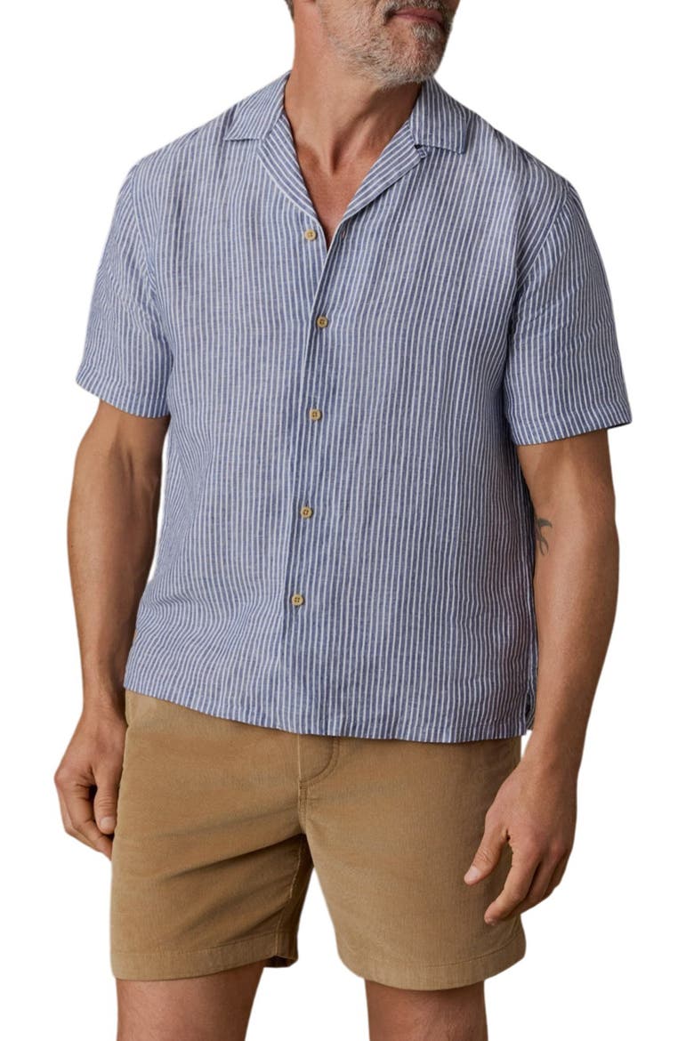 Laguna Linen Camp Shirt, Main, color, CLOUD WATERS STRIPE