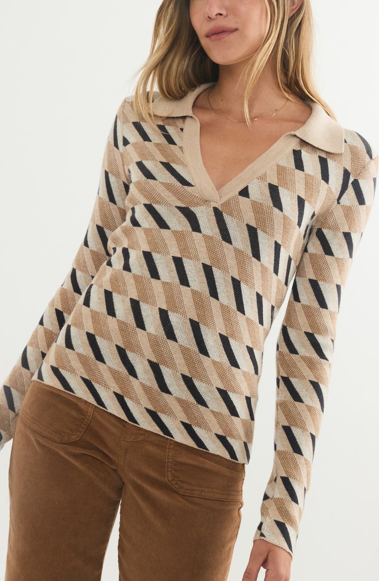 Marine Layer Morgan Polo Sweater, Main, color, Neutral Geo