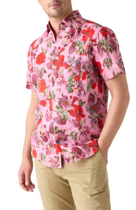 Morgan Printed Floral Linen Short Sleeve Shirt