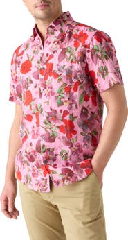 Robert Talbott Morgan Printed Floral Linen Short Sleeve Shirt