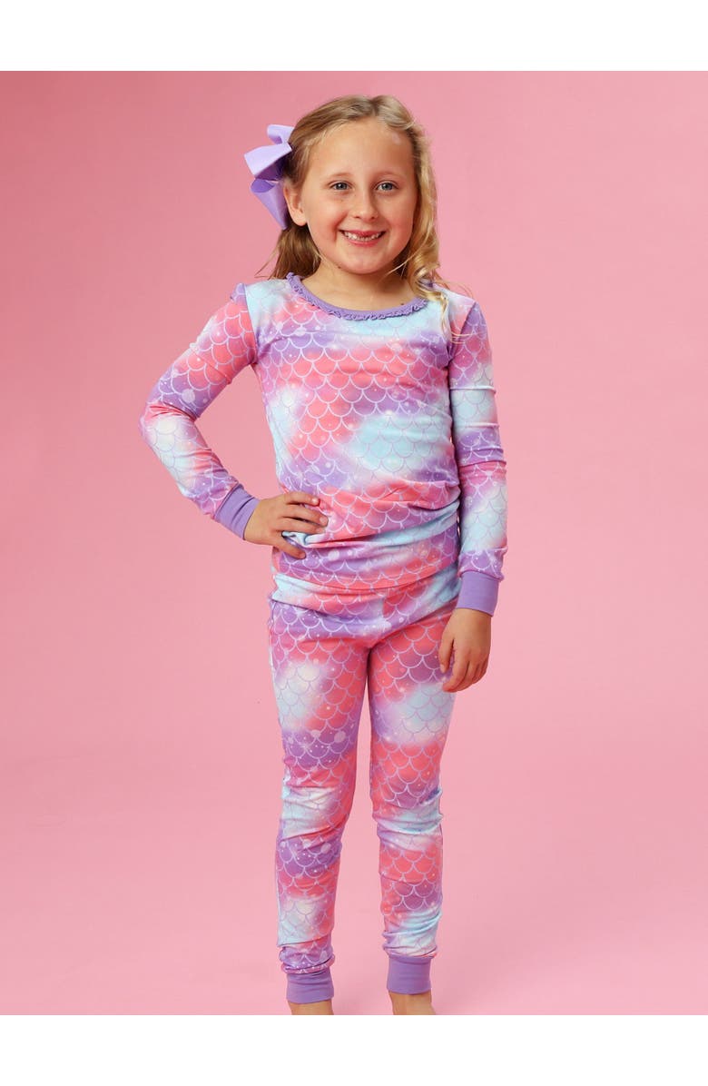 Softsnooze Modal Blend Ruffle Long Sleeve Pajama Set, Alternate, color, Shimmer Mermaid Tale