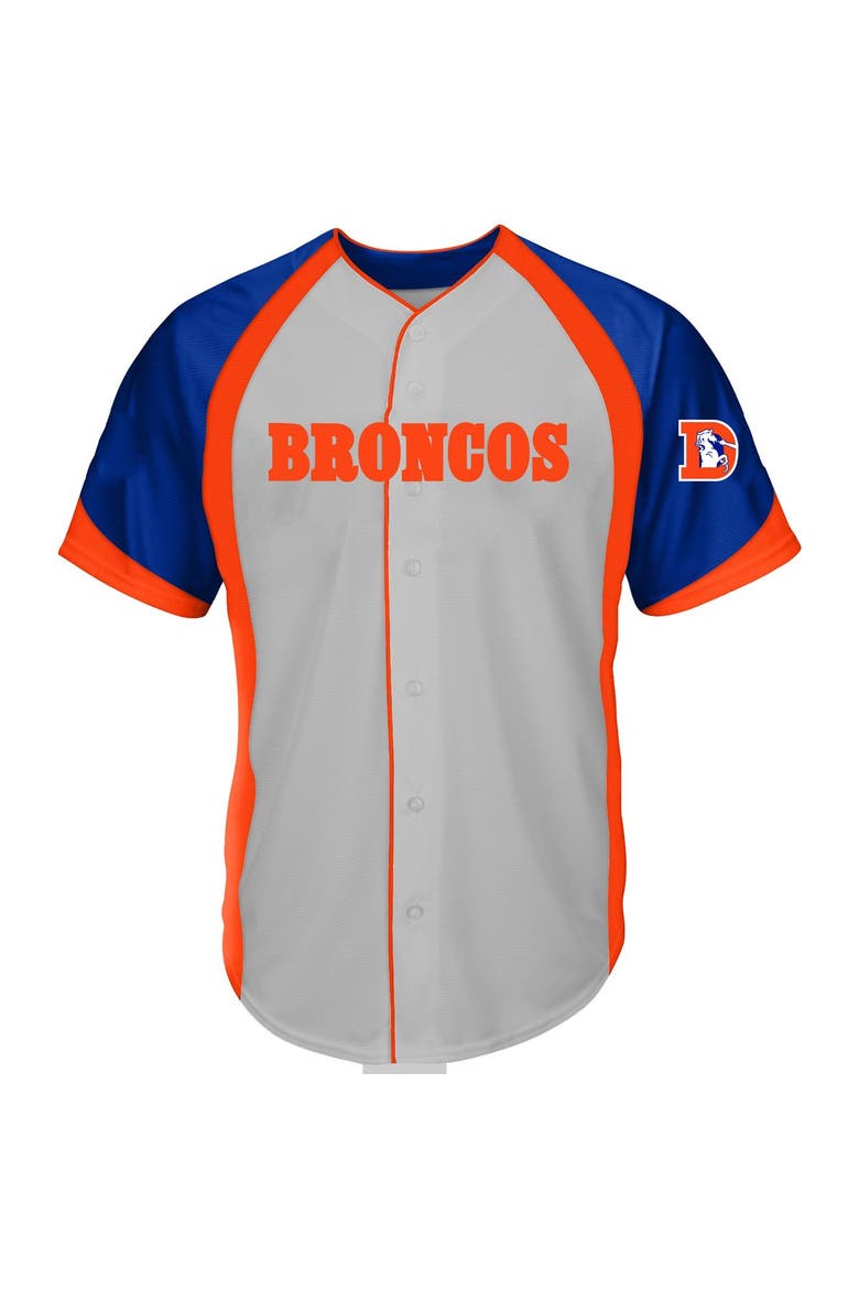 Men's Fanatics  Gray Denver Broncos Big & Tall Button-Up Raglan Fashion Top, Main, color, Gray