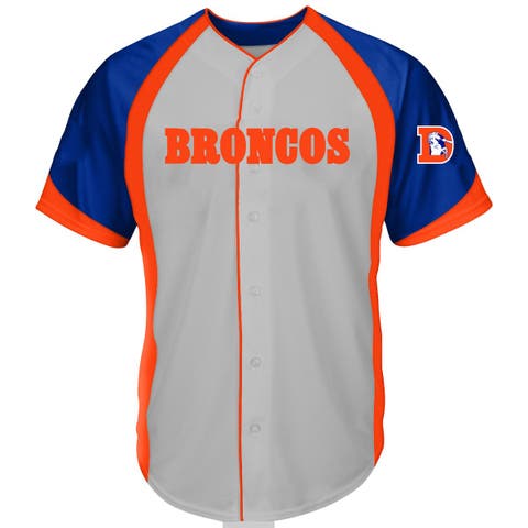 Men's Fanatics  Gray Denver Broncos Big & Tall Button-Up Raglan Fashion Top
