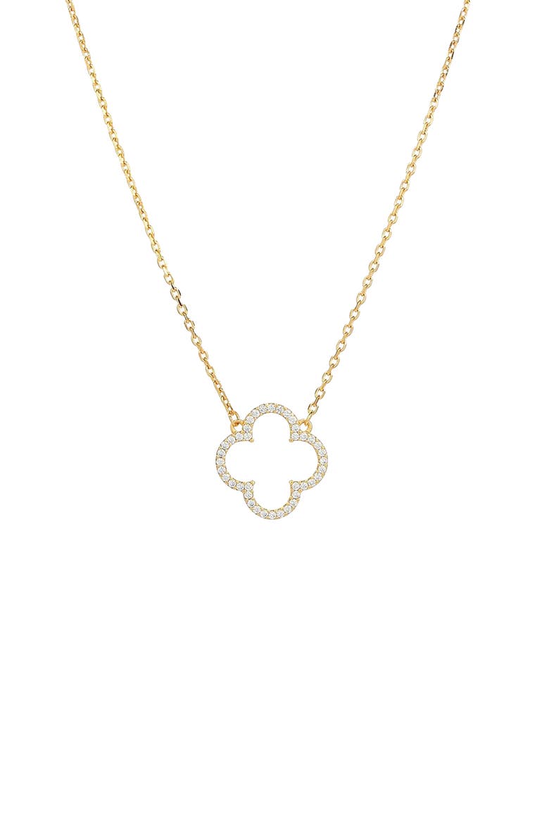 Sterling Silver 18k Gold Plated Aria Clover Necklace Minimal Daily Classic, Main, color, Gold