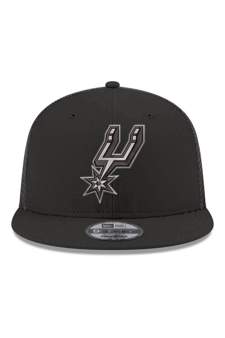 Men's New Era Black San Antonio Spurs Core Logo Meshback 9FIFTY Snapback Hat, Alternate, color, Black
