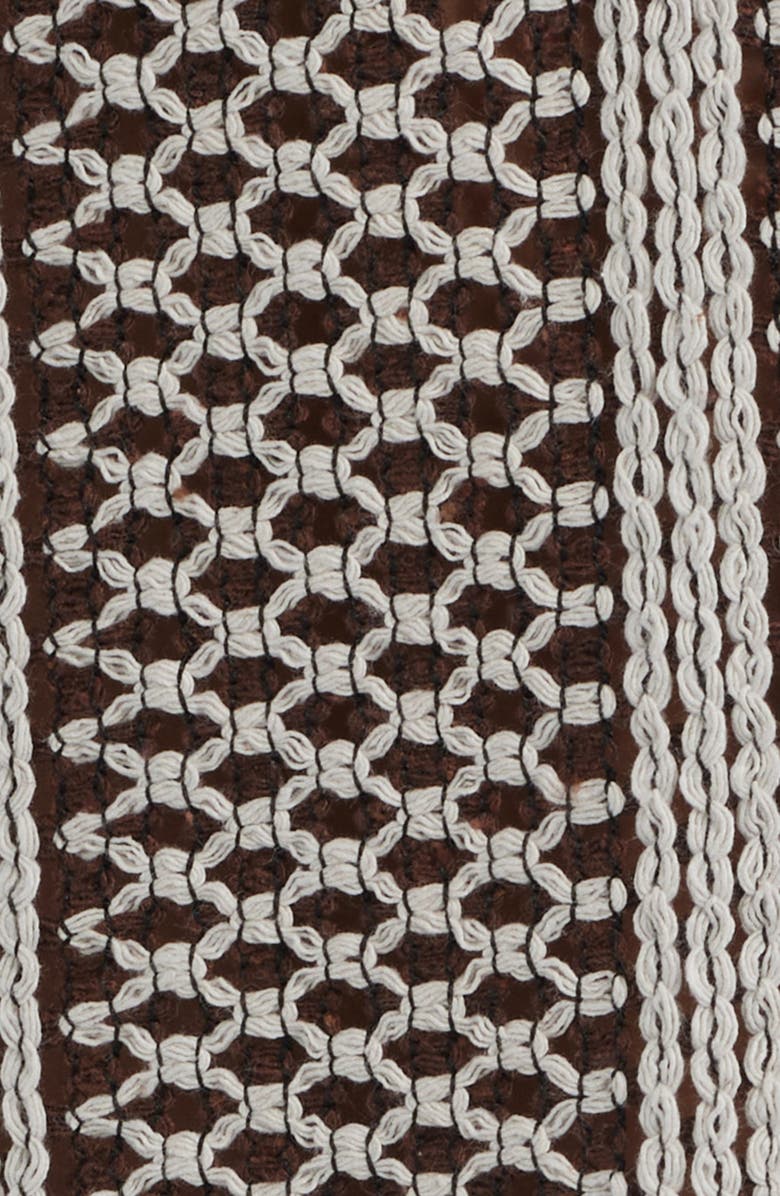 Percival Hugh Openwork Stripe Camp Shirt, Alternate, color, Brown / White