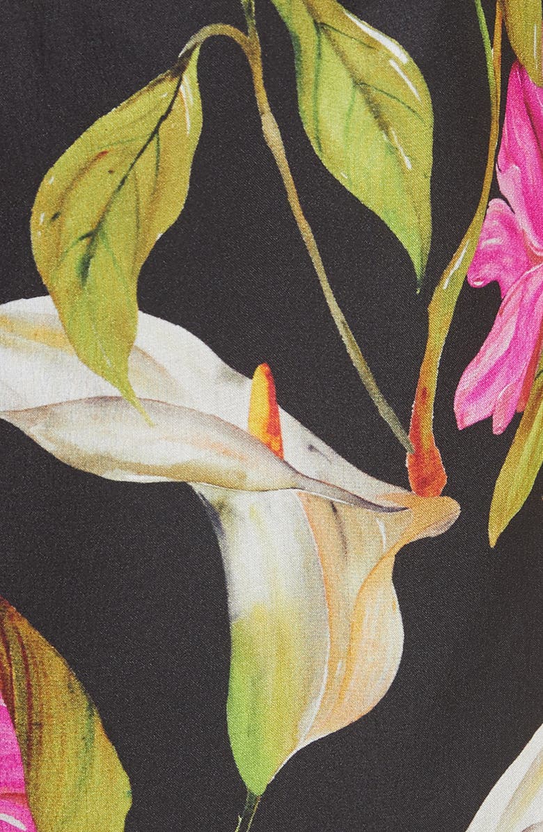 Milly Large Calla Lily Silk Halter Dress, Alternate, color, 