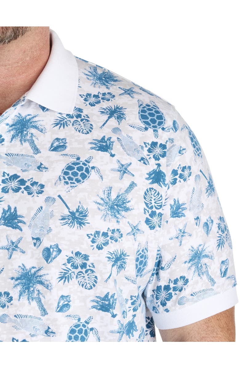 Harbor Bay by DXL Big & Tall Sea Print Polo Shirt, Alternate, color, Blue Multi