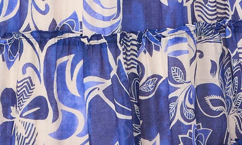 Halogen ® Ruffle Sleeve Smocked Waist Tiered Maxi Dress In Blue