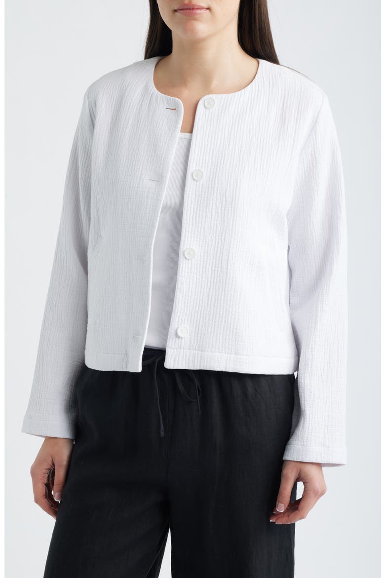 Organic Cotton Gauze Jacket, Alternate, color, WHITE