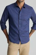 UNTUCKit Rigby Navy Micropattern Wrinkle Free Cotton Button-Up Shirt