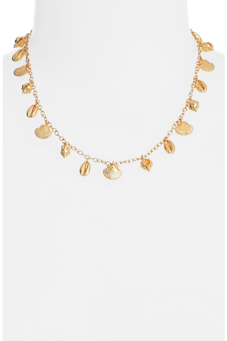 Tiny Shells Charm Necklace, Alternate, color, GOLD