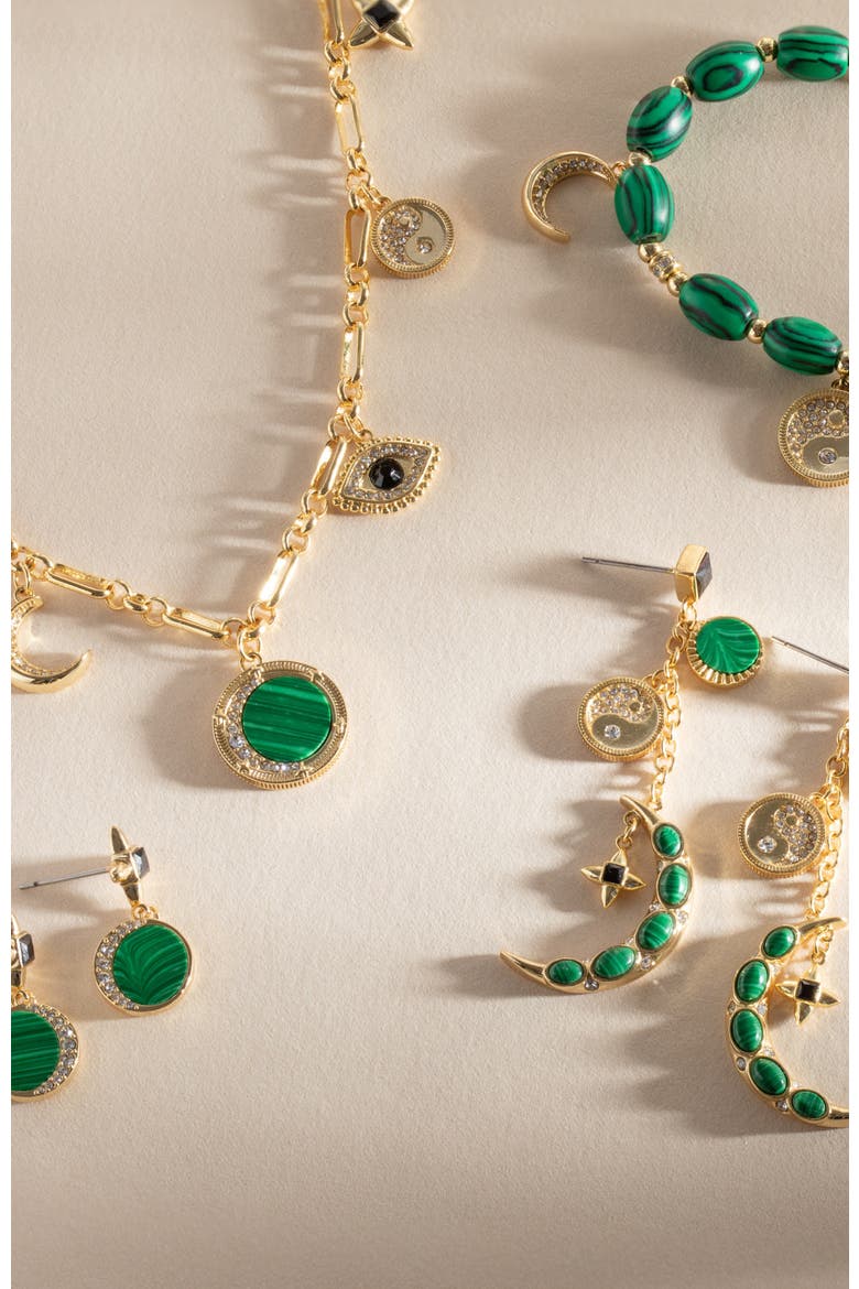 Statement Earrings, Alternate, color, Malachite