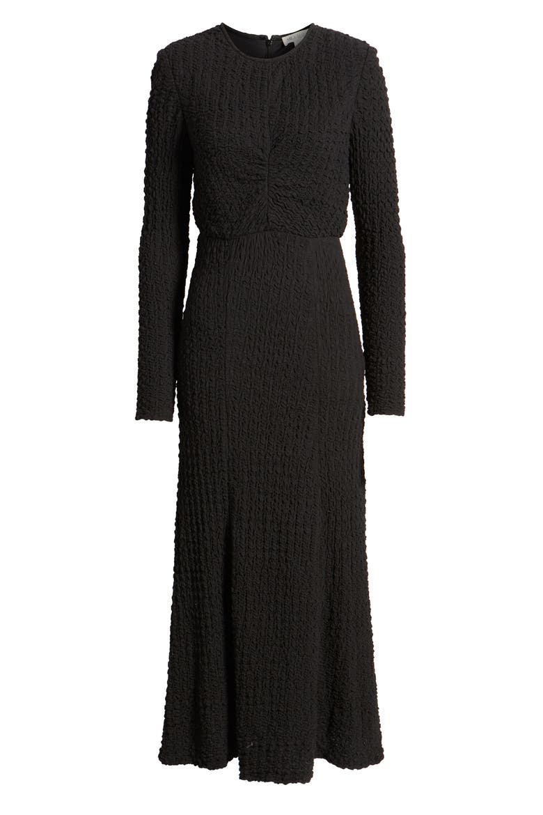 Textured Long Sleeve Midi Dress, Alternate, color, BLACK