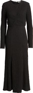 Mila Mae Textured Long Sleeve Midi Dress
