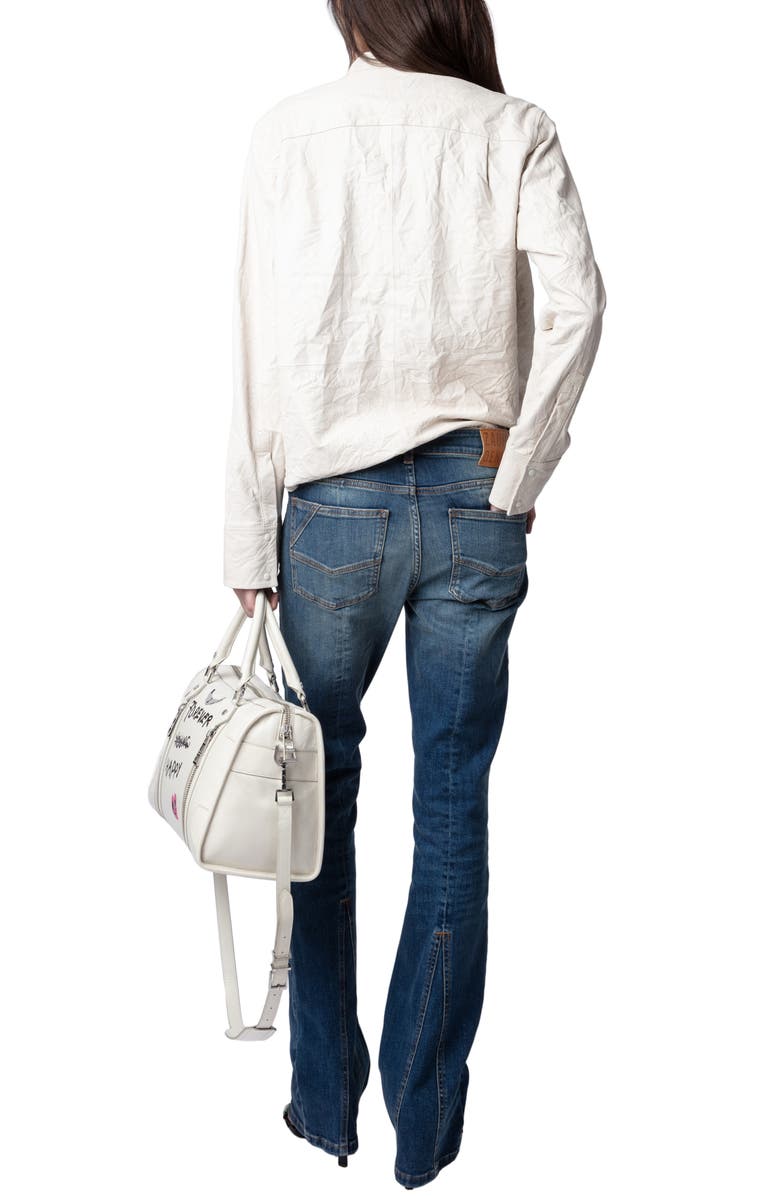 Zadig & Voltaire Chic Cuir Froisse Leather Shirt, Alternate, color,