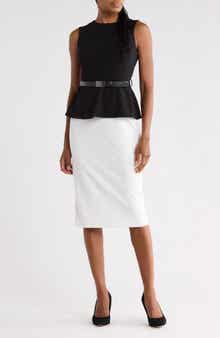 Colorblock Sleeveless Belted Midi Dress