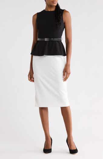 Colorblock Sleeveless Belted Midi Dress