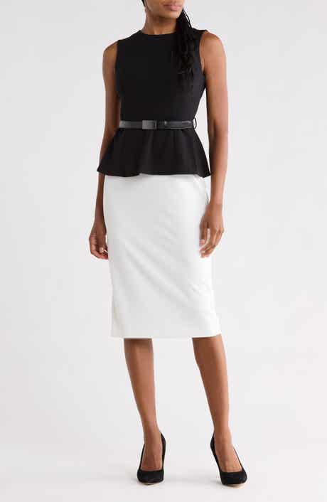 Colorblock Sleeveless Belted Midi Dress