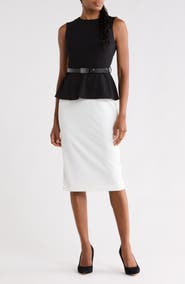 Calvin Klein Colorblock Sleeveless Belted Midi Dress