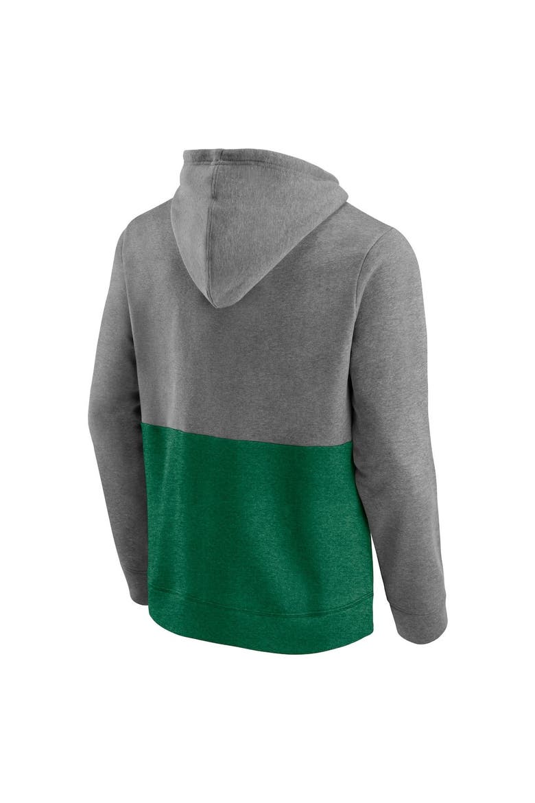 Men's Fanatics Branded Heathered Gray/Kelly Green Minnesota North Stars Block Party Classic Arch Signature Pullover Hoodie, Alternate, color, Heather Gray