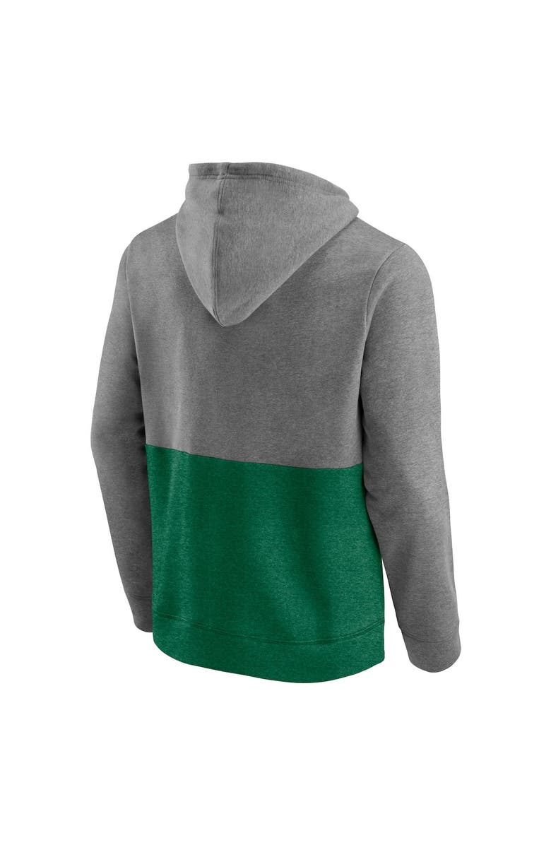 FANATICS Men's Fanatics Branded Heathered Gray/Kelly Green Minnesota North Stars Block Party Classic Arch Signature Pullover Hoodie, Alternate, color, Heather Gray