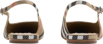 【BURBERRY】CHECK BIRDIE SLINGBACK Birdie Burberry Check slingback flats in beige - Burberry