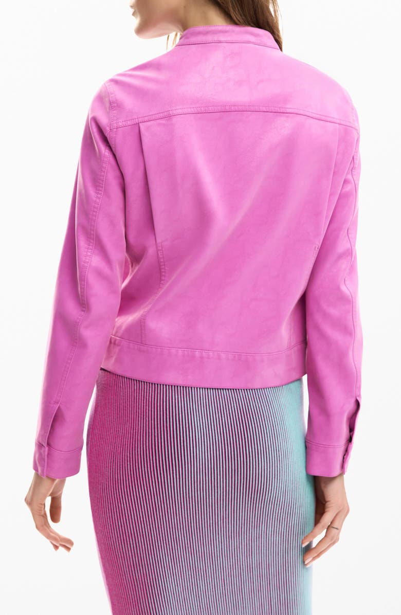 Desigual Faux Leather Moto Jacket, Alternate, color, Pink