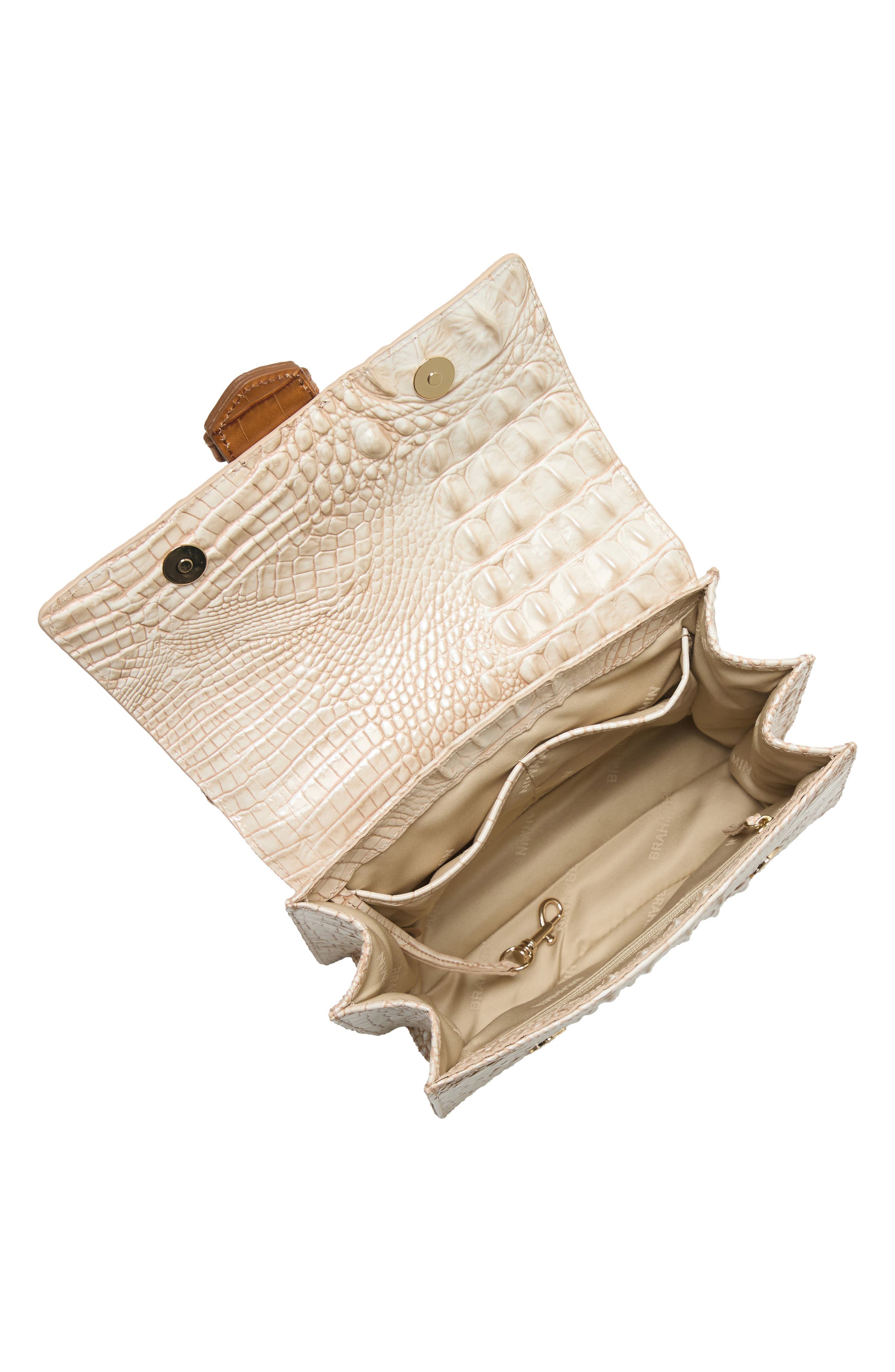 Brahmin Small Mod Hallie Croc Embossed Leather Top Handle Bag, Alternate, color, Ivory