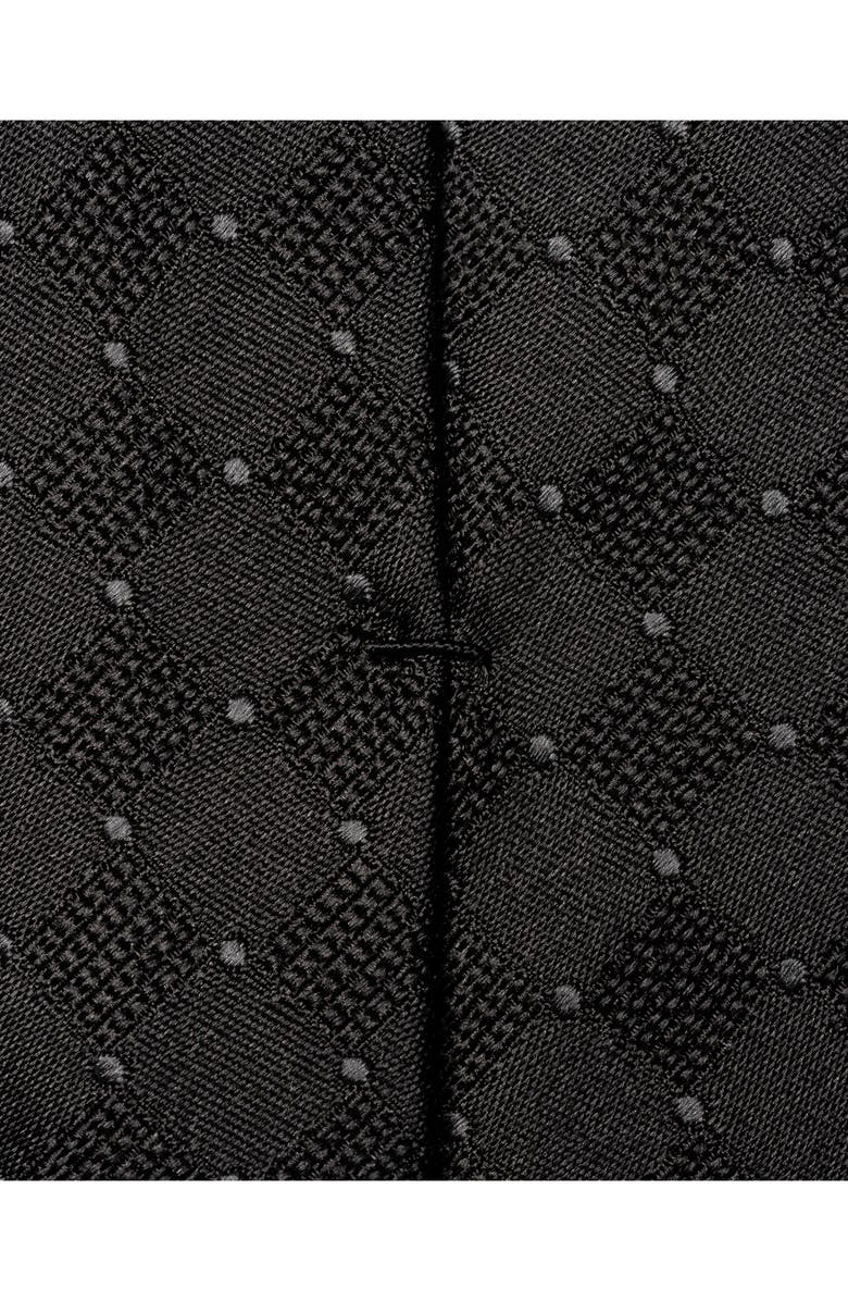 Eton Check Textured Solid Black Silk Tie, Alternate, color,