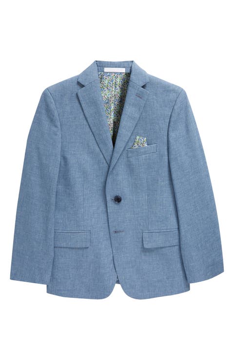 Kids' Light Blue Linen Blend Suit Jacket (Big Kid)