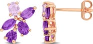 Julianna B. Amethyst Floral Cluster Earrings Rose-Plated