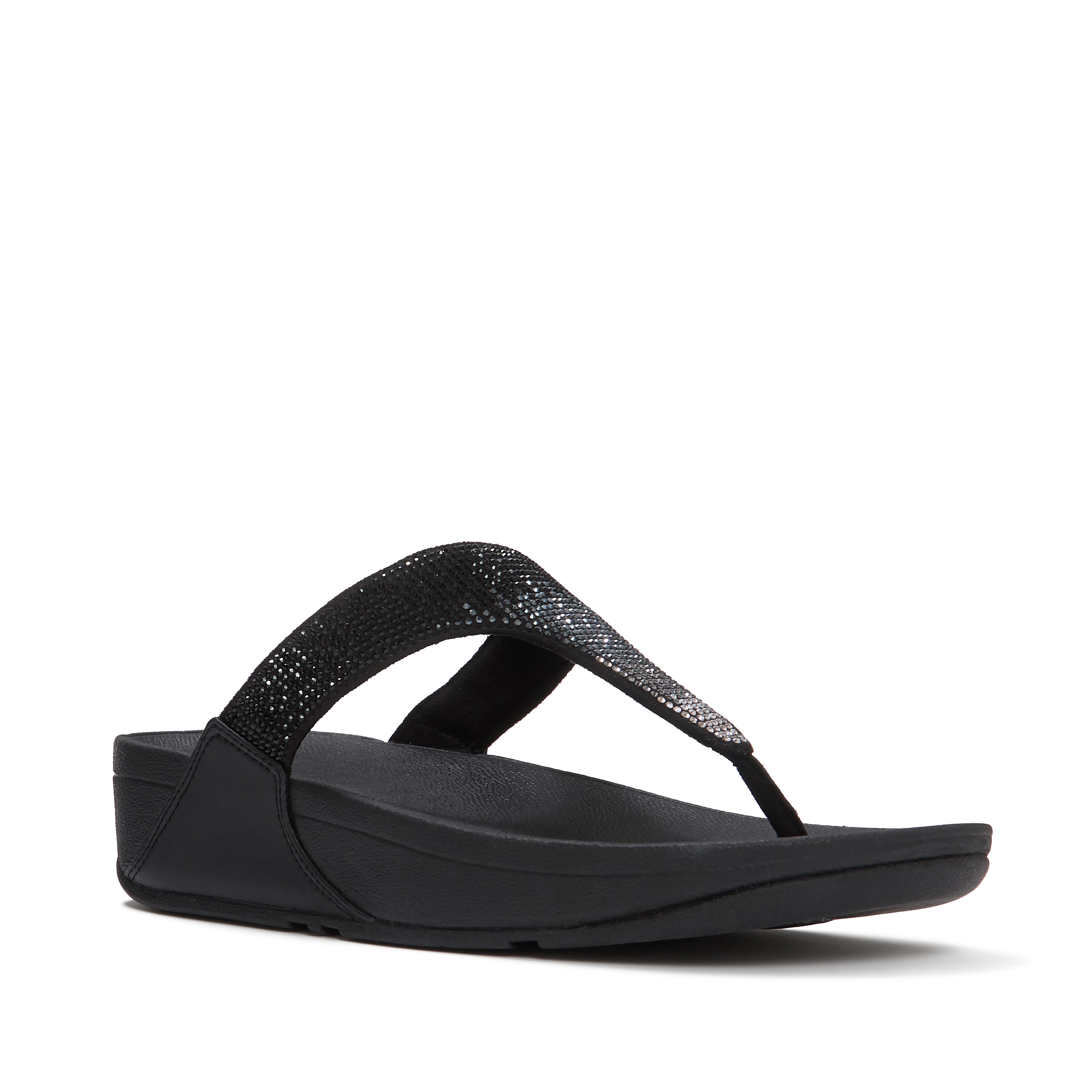 Lulu Ombre Crystal Toe-Post Sandals, Main, color, Black