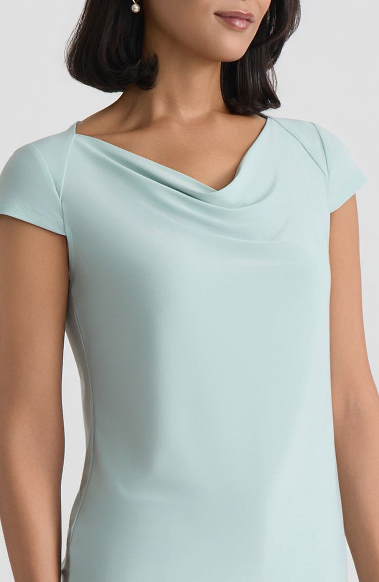 KASPER Cowl Neck Cap Sleeve Knit Top, Alternate, color, Sea Glass