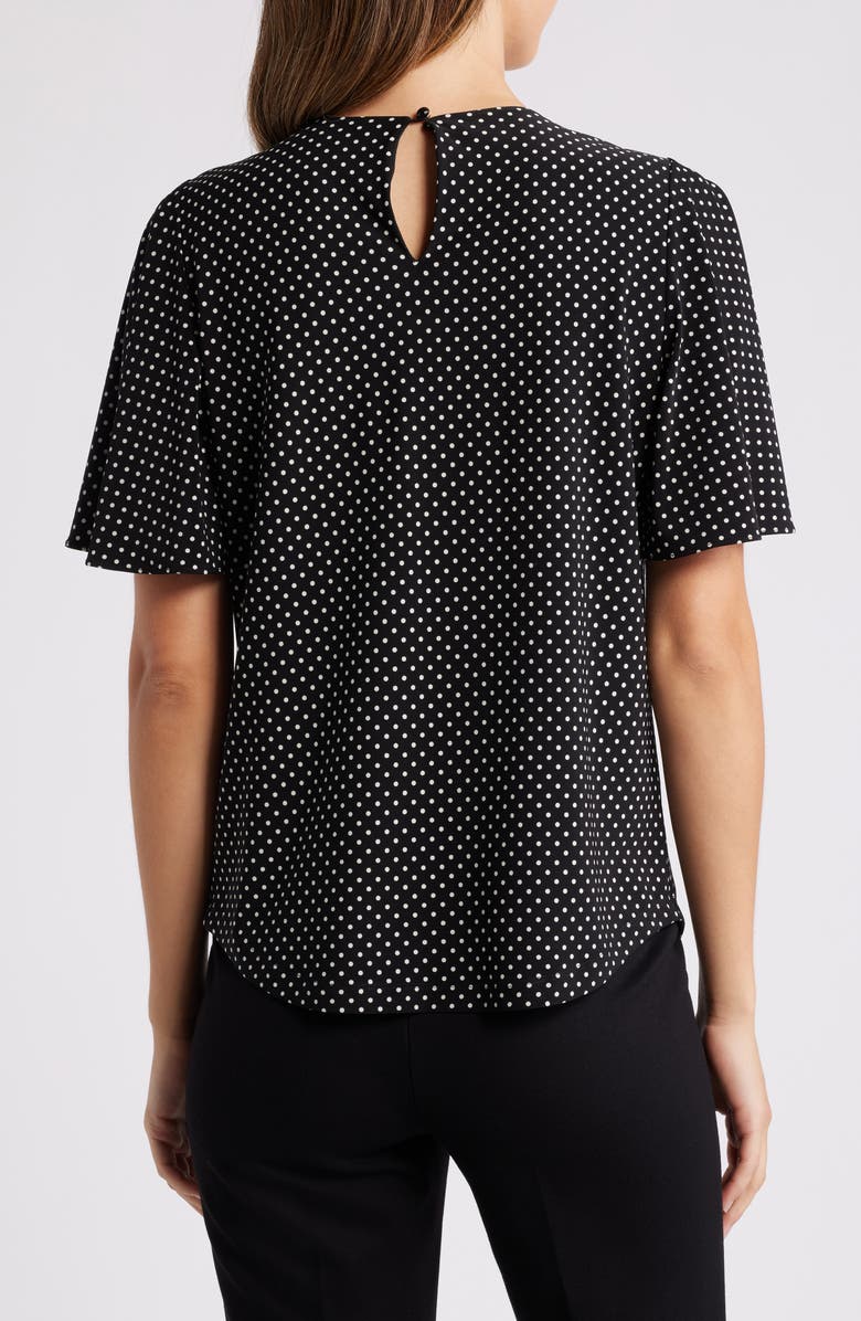 Anne Klein Polka Dot Pleat Neck Top, Alternate, color, 