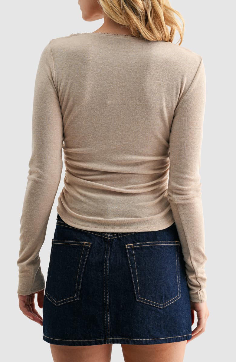Lush Side Cinched Long Sleeve Top, Alternate, color, Taupe