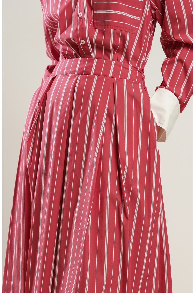 Striped Midi Skirt, Alternate, color, RED