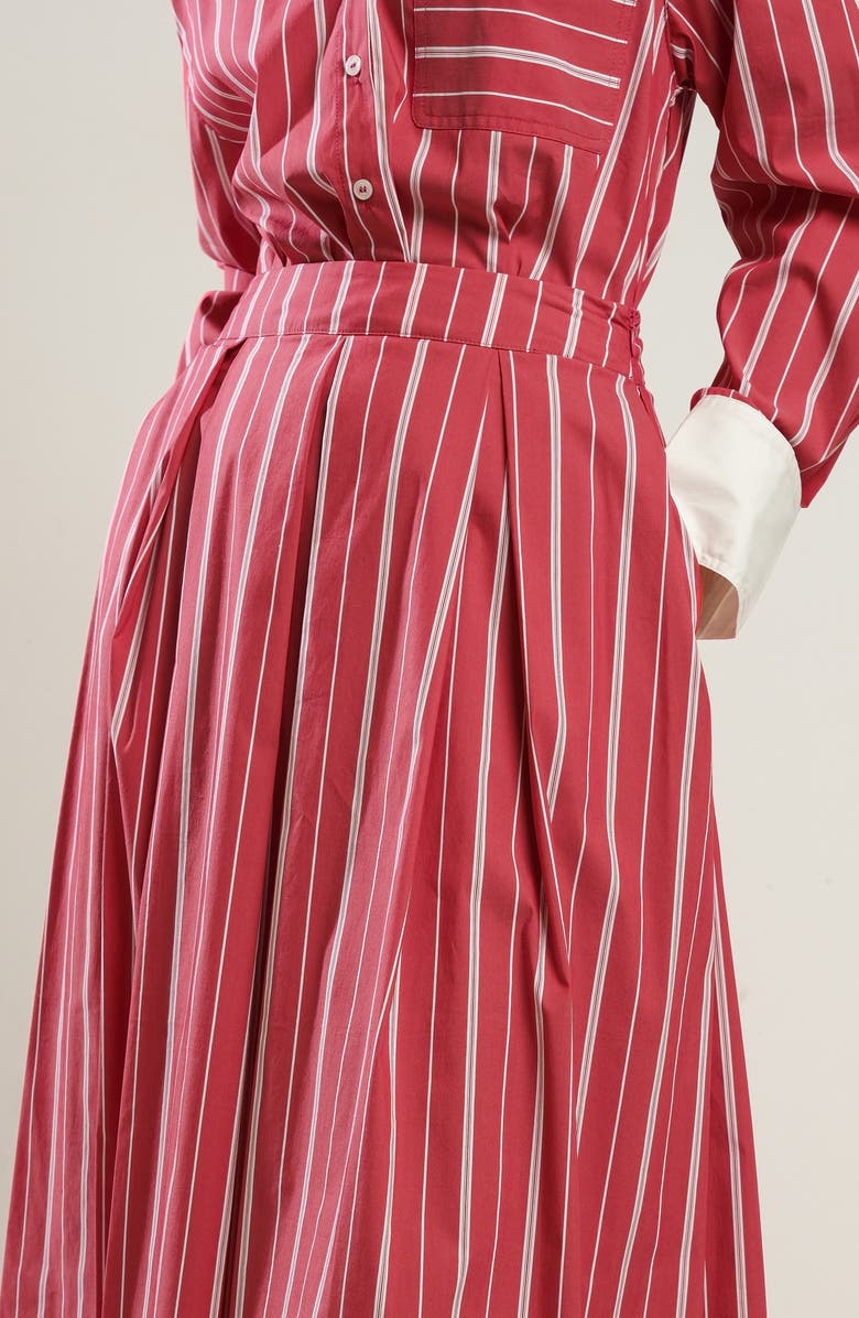 FREEMARKET Striped Midi Skirt, Alternate, color, Red