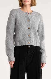 FRAME Button Front Wool Blend Crop Cardigan