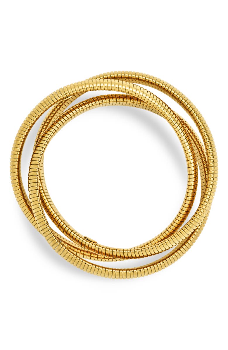 Sterling Forever Briar Set of 3 Stackable Bracelets, Main, color, Gold