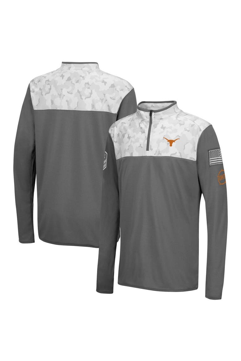 Youth Colosseum Charcoal/White Texas Longhorns OHT Military Appreciation Badge II Quarter-Zip Jacket, Main, color, Charcoal