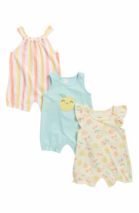 PL Baby by Petit Lem Assorted 3-Pack Fruit Rompers
