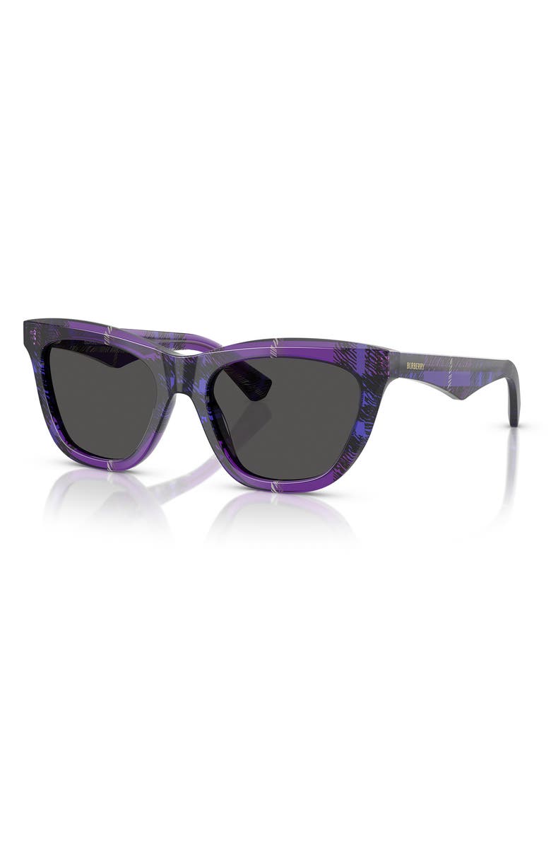 Burberry 53mm Cat Eye Sunglasses, Alternate, color, Violet Check