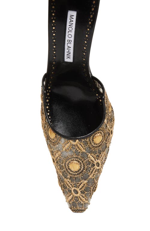 Manolo Blahnik Harnicus 105 Leather-trimmed Lace Pumps In Black