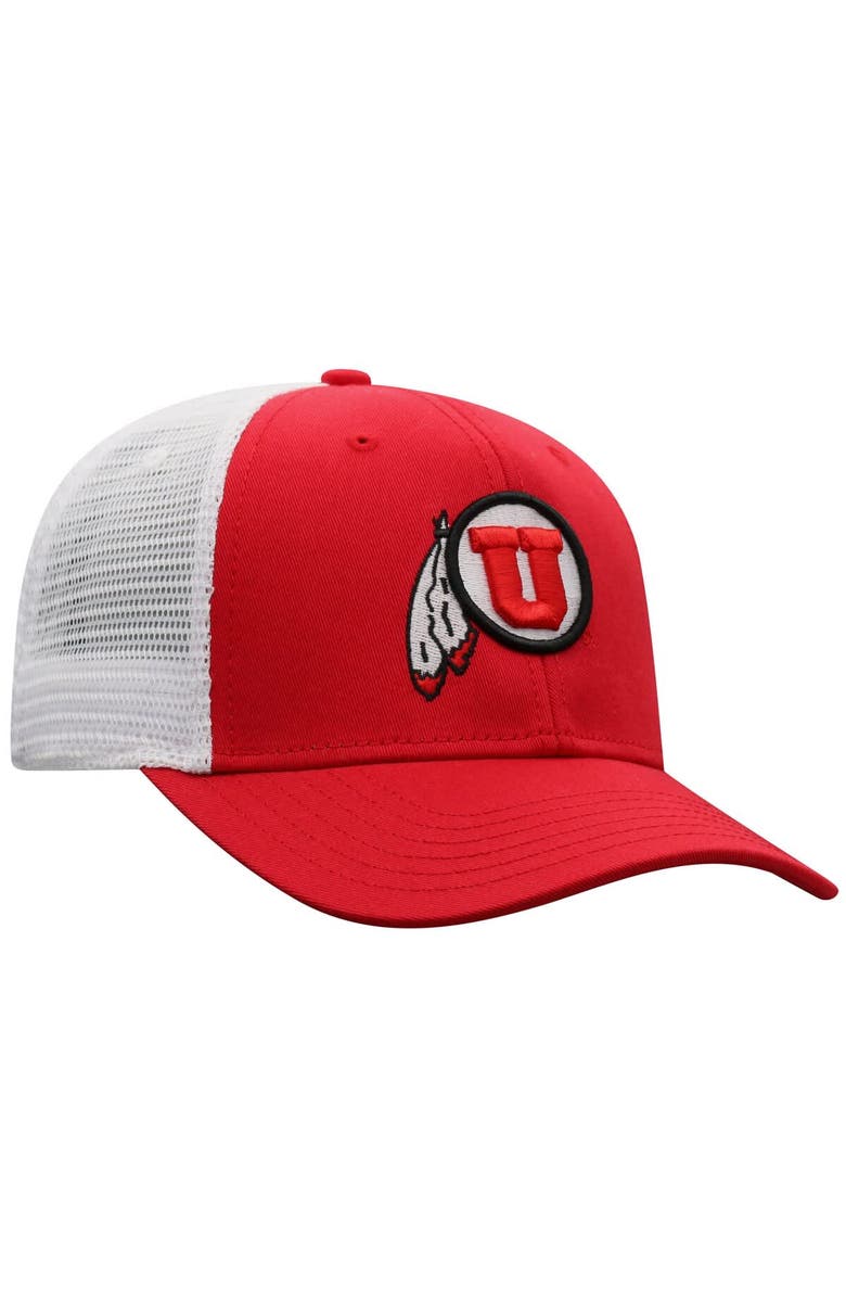 TOP OF THE WORLD Men's Top of the World  Red/White Utah Utes Victory Baseline Adjustable Trucker Hat, Alternate, color, Red