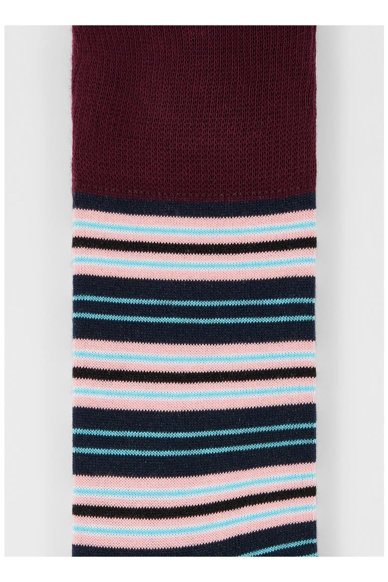 Stripe Cotton Blend Dress Socks, Alternate, color, NAVY