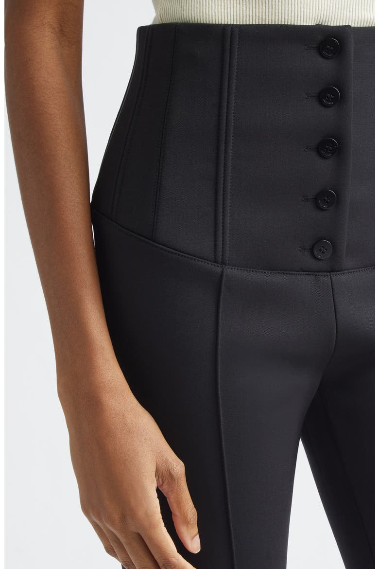 The Arlésien Stretch Blend Corset Capri Pants, Alternate, color, BLACK
