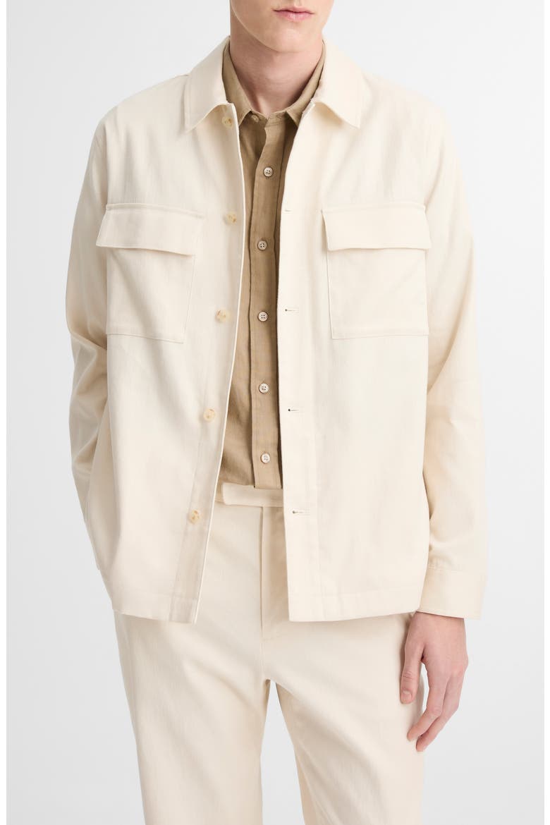 Stretch Linen & Cotton Chore Coat, Main, color, BONE